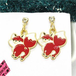 Nwt: Wild Life: Red Fluffy tailed Fox Earrings